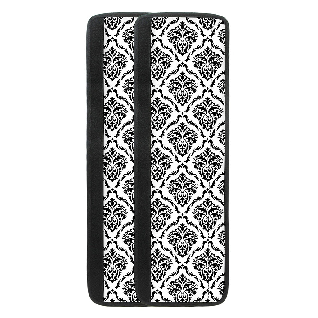 White And Black Damask Pattern Print Refrigerator Handle Covers