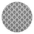 White And Black Damask Pattern Print Round Blanket