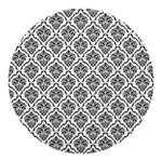 White And Black Damask Pattern Print Round Blanket