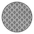 White And Black Damask Pattern Print Round Floor Mat
