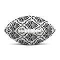 White And Black Damask Pattern Print Rugby Ball