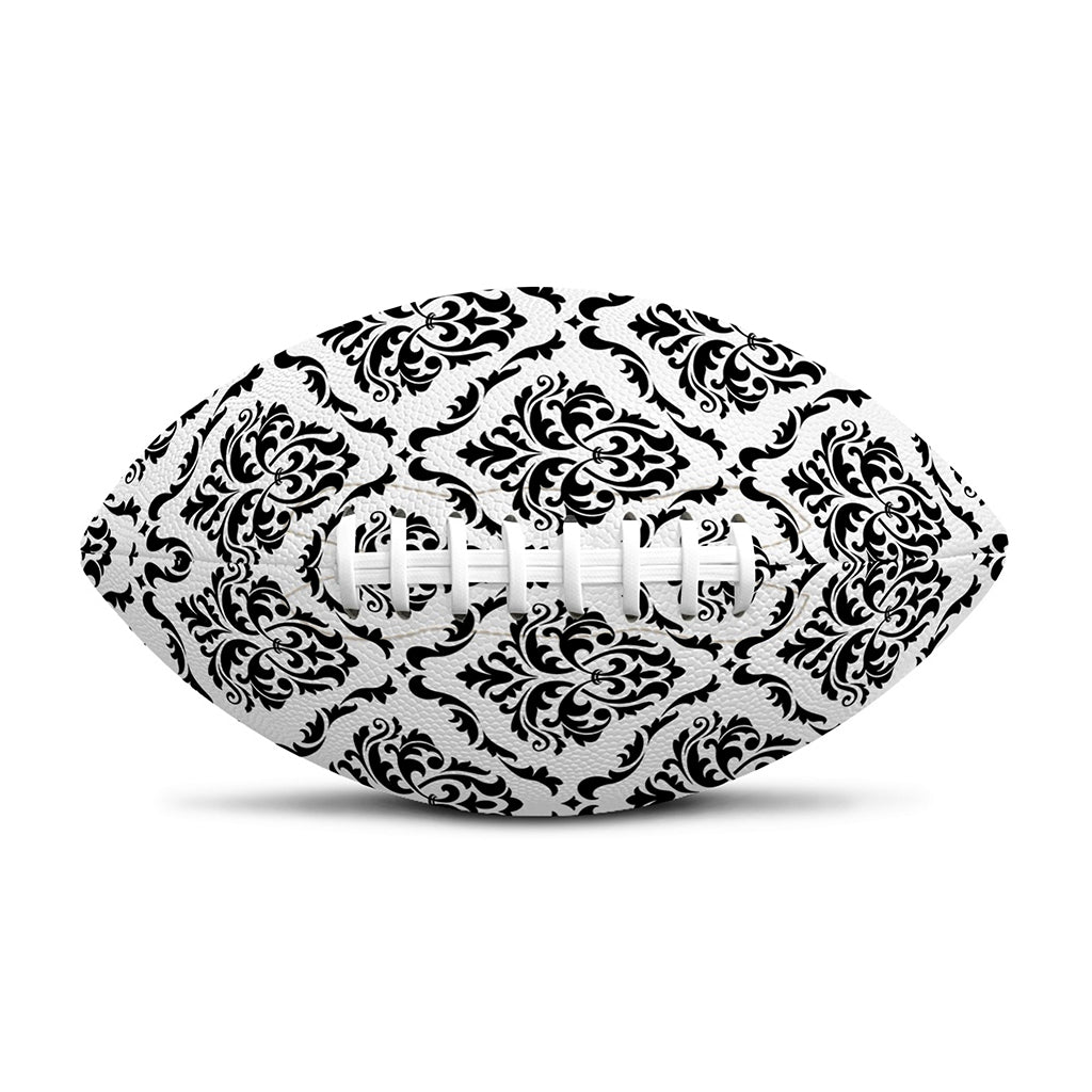 White And Black Damask Pattern Print Rugby Ball