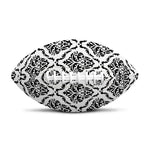 White And Black Damask Pattern Print Rugby Ball