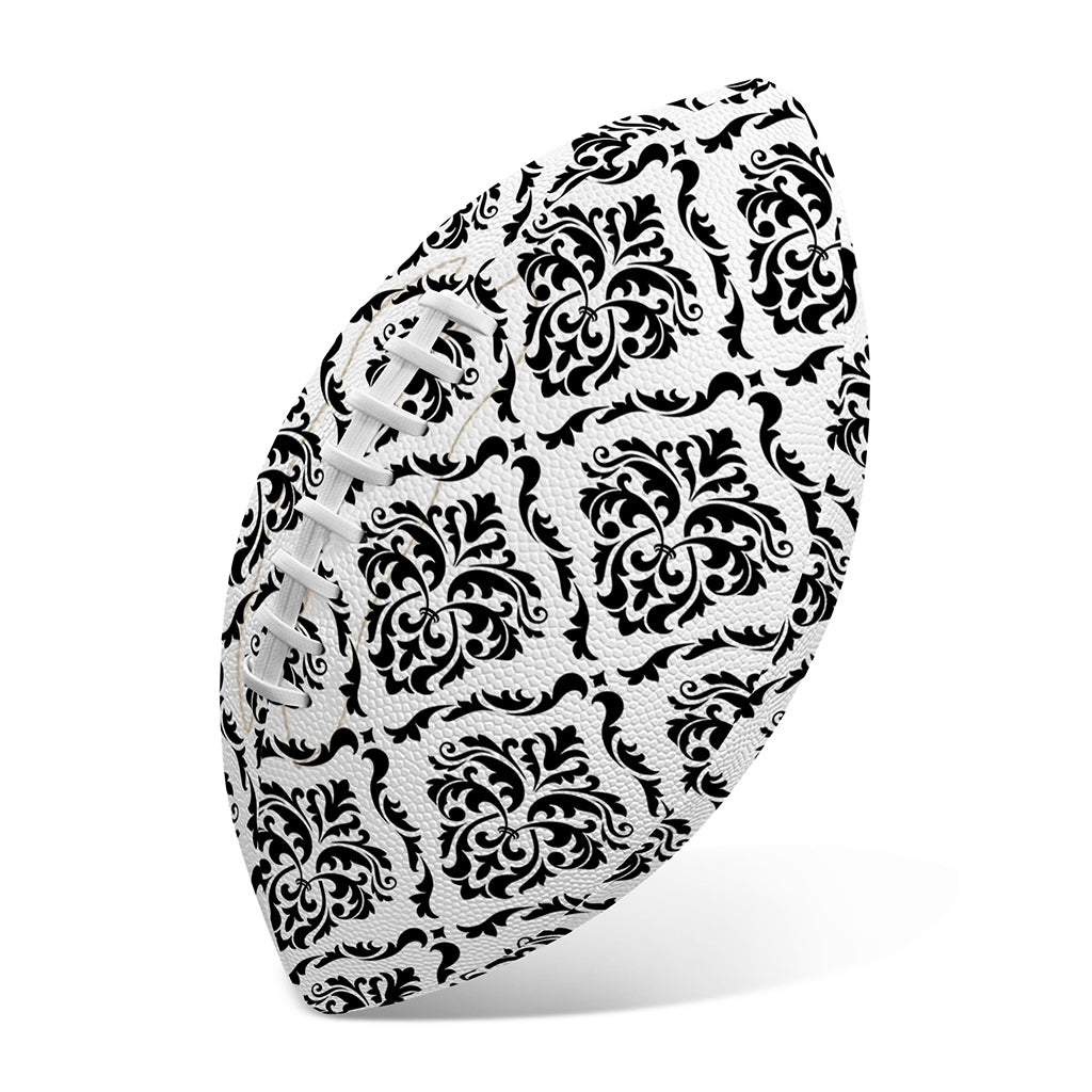 White And Black Damask Pattern Print Rugby Ball