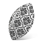 White And Black Damask Pattern Print Rugby Ball