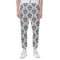 White And Black Damask Pattern Print Joggers