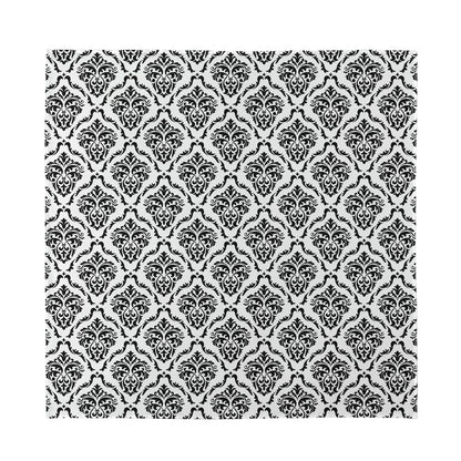 White And Black Damask Pattern Print Silk Bandana