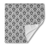 White And Black Damask Pattern Print Silk Bandana