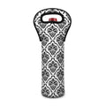 White And Black Damask Pattern Print Single Neoprene Wine Tote