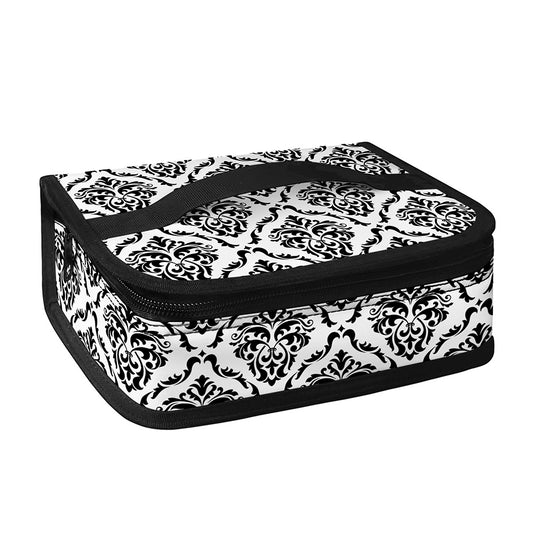 White And Black Damask Pattern Print Small Lunch Bag