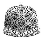 White And Black Damask Pattern Print Snapback Cap