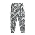 White And Black Damask Pattern Print Sweatpants