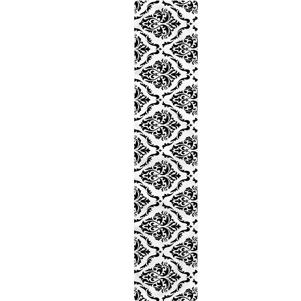 White And Black Damask Pattern Print Table Runner