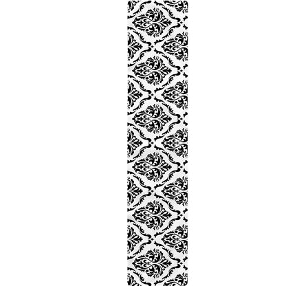 White And Black Damask Pattern Print Table Runner