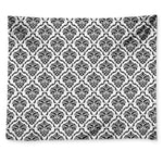 White And Black Damask Pattern Print Tapestry