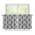 White And Black Damask Pattern Print Tier Curtains
