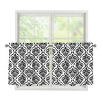 White And Black Damask Pattern Print Tier Curtains