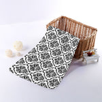White And Black Damask Pattern Print Towel