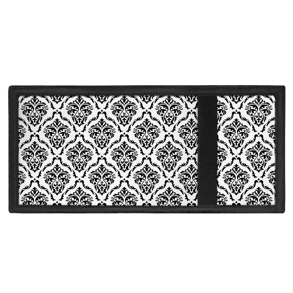 White And Black Damask Pattern Print Trifold Wallet