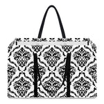 White And Black Damask Pattern Print Utility Tote Bag