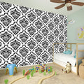 White And Black Damask Pattern Print Wall Sticker