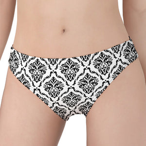 White And Black Damask Pattern Print Women's Panties