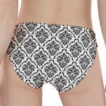 White And Black Damask Pattern Print Women's Panties