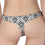 White And Black Damask Pattern Print Women's Thong