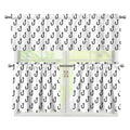 White And Black Fishing Hooks Print 3 Piece Kitchen Curtains