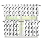 White And Black Fishing Hooks Print 3 Piece Kitchen Curtains