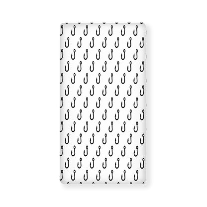 White And Black Fishing Hooks Print Baby Crib Sheet