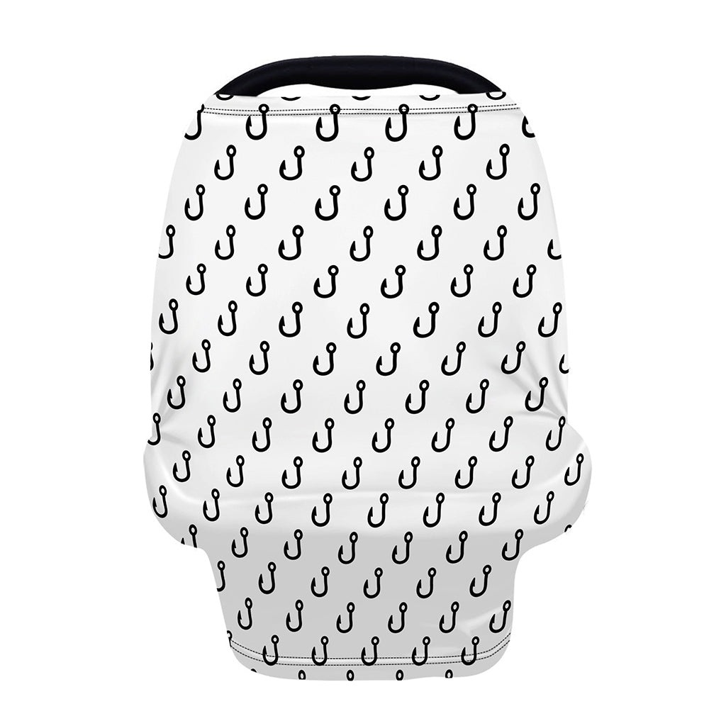 White And Black Fishing Hooks Print Baby Seat Cover
