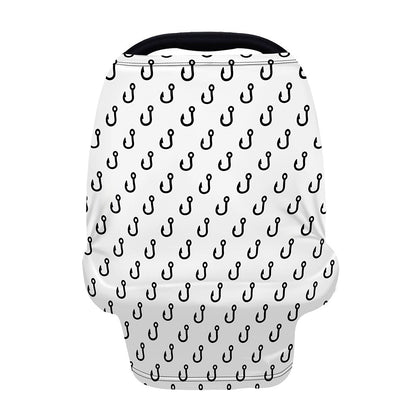 White And Black Fishing Hooks Print Baby Seat Cover