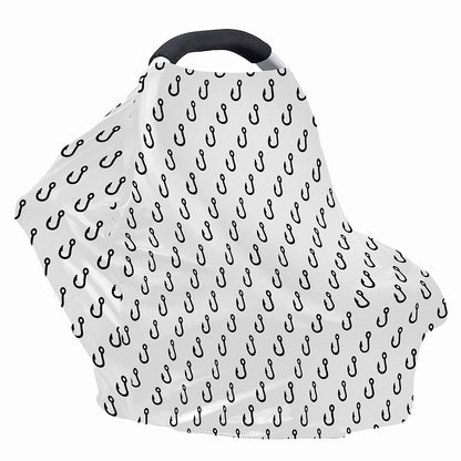 White And Black Fishing Hooks Print Baby Seat Cover