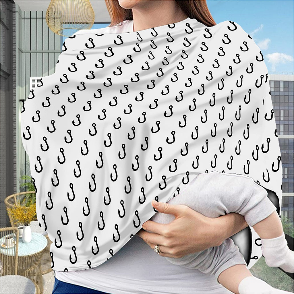 White And Black Fishing Hooks Print Baby Seat Cover