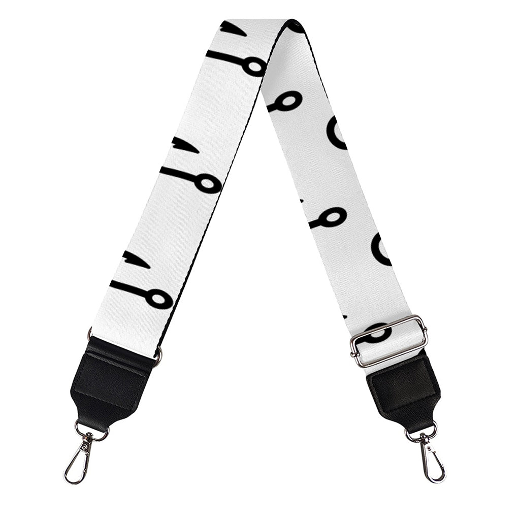 White And Black Fishing Hooks Print Bag Strap