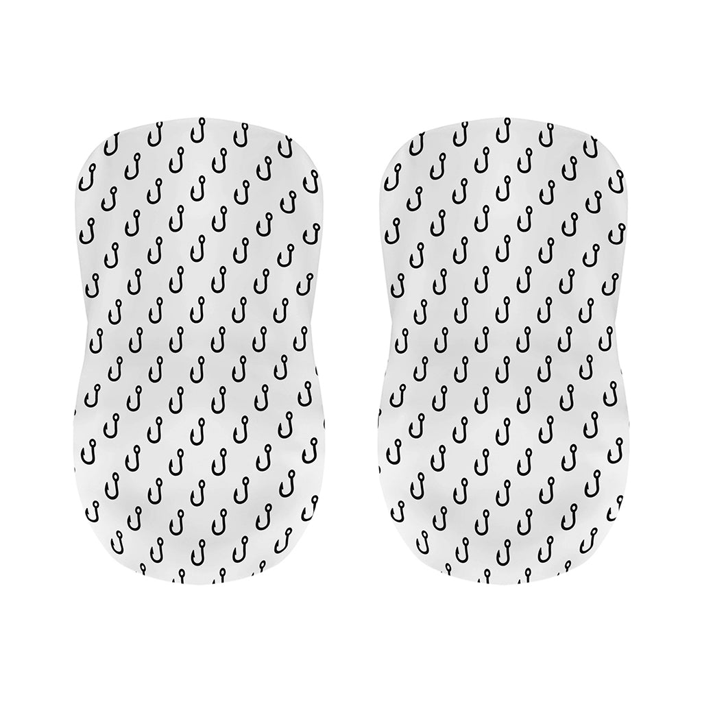 White And Black Fishing Hooks Print Bar Stool Covers