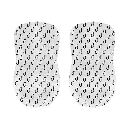 White And Black Fishing Hooks Print Bar Stool Covers