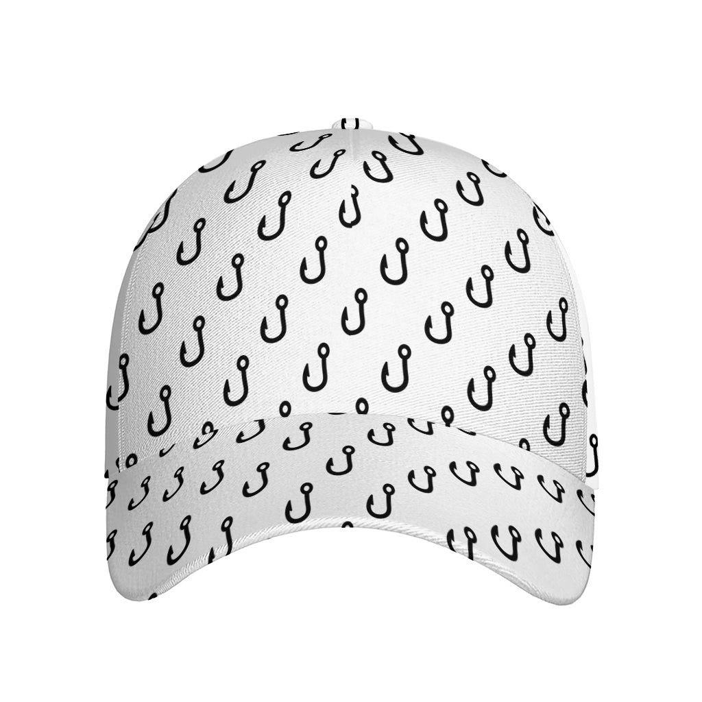 White And Black Fishing Hooks Print Baseball Cap