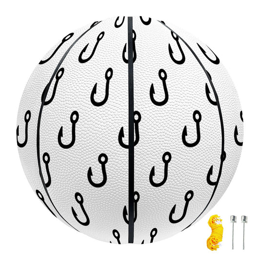 White And Black Fishing Hooks Print Basketball