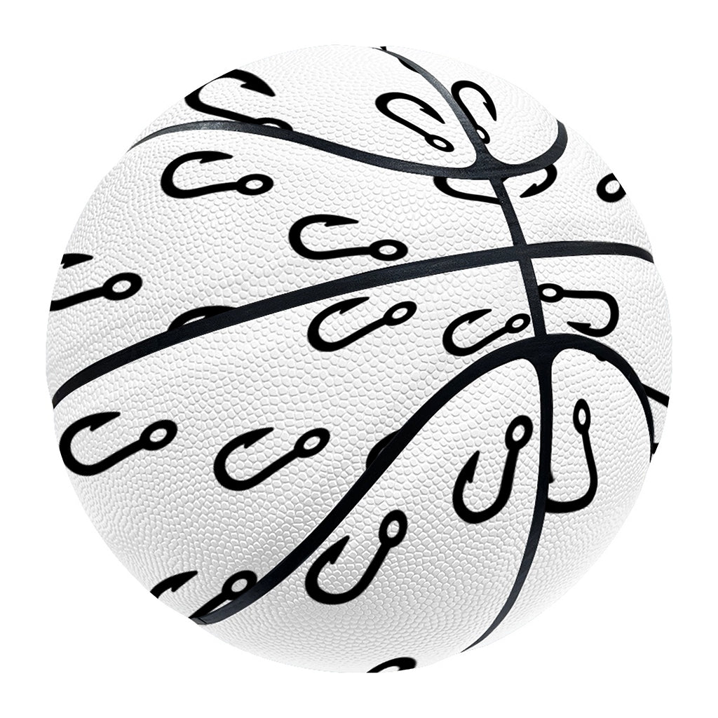 White And Black Fishing Hooks Print Basketball