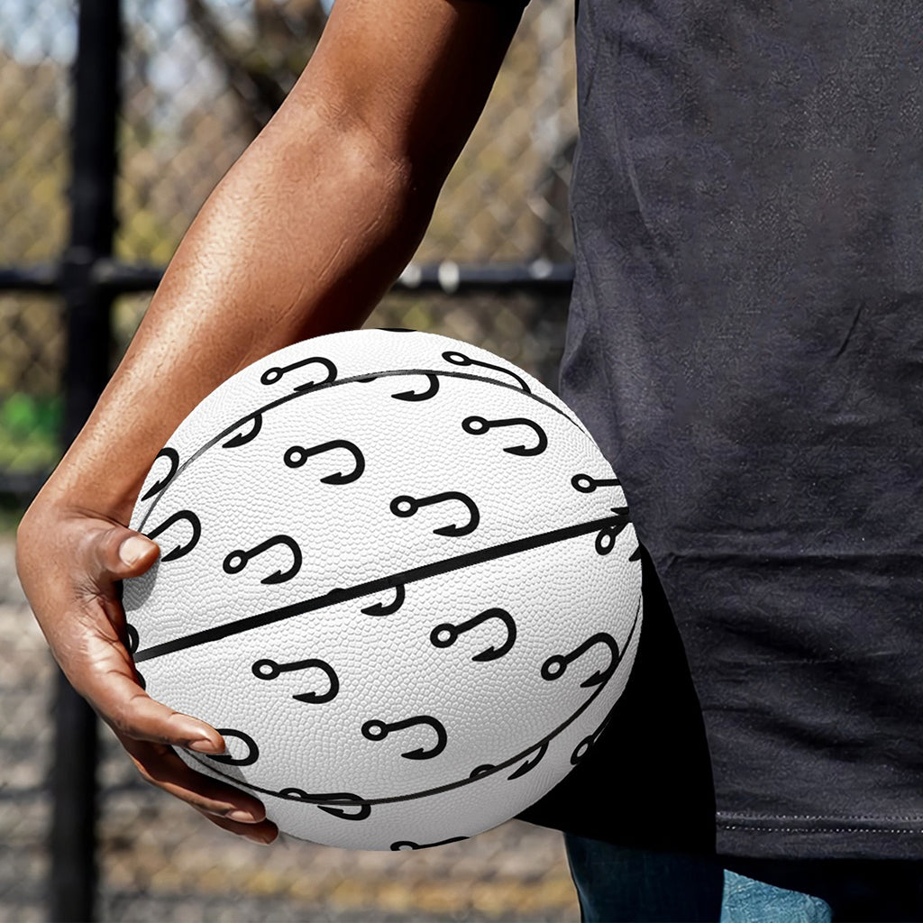 White And Black Fishing Hooks Print Basketball