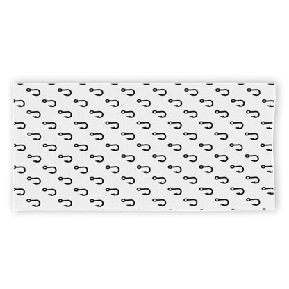 White And Black Fishing Hooks Print Beach Towel