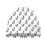 White And Black Fishing Hooks Print Beanie