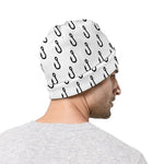 White And Black Fishing Hooks Print Beanie
