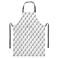 White And Black Fishing Hooks Print Bib Apron With Pocket