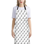 White And Black Fishing Hooks Print Bib Apron With Pocket