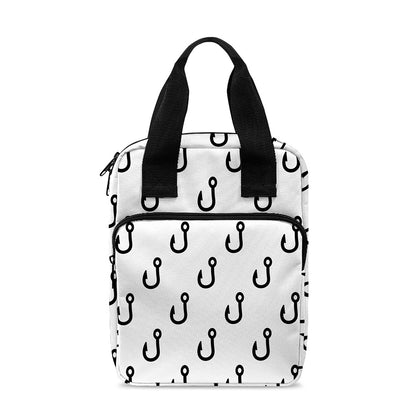 White And Black Fishing Hooks Print Bible Tote Bag