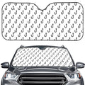 White And Black Fishing Hooks Print Car Windshield Sun Shade
