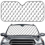 White And Black Fishing Hooks Print Car Windshield Sun Shade